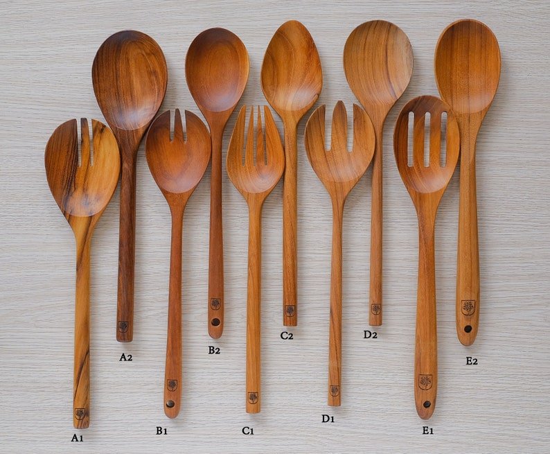 Layla Premium Wooden Salad server spoon and fork Cooking Utensils & Gadgets ,Wooden spoon