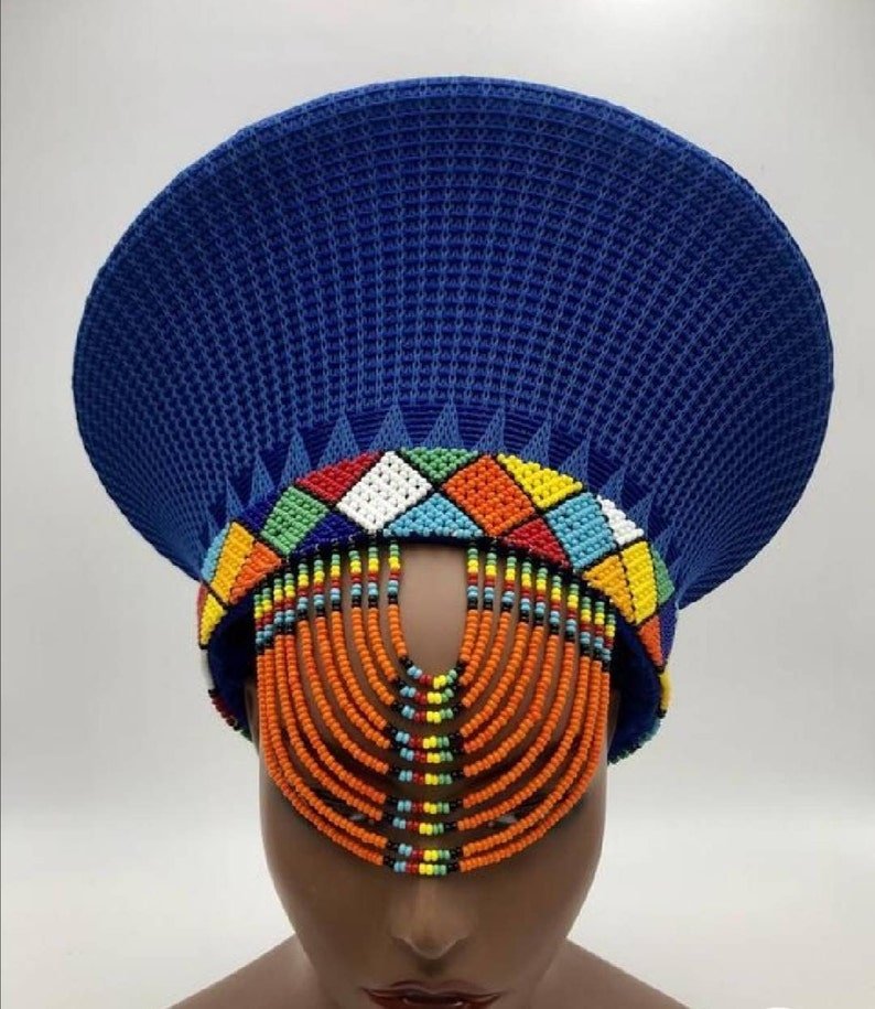 Zulu Hat With Beads| Zulu Beaded Hat| Isicholo| Bucket Hat| South African Hat| Customized Zulu Hat| Hand woven traditional zulu hats